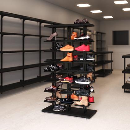 Imagem de Kit Expositor de Calçados com 3 Colunas Duplo e 42 Suportes Chapa Screw Comac