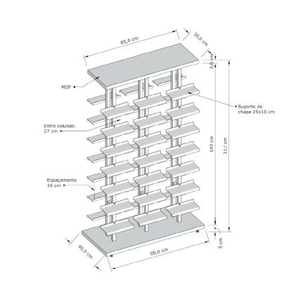 Imagem de Kit Expositor de Calçados com 3 Colunas Duplo e 42 Suportes Chapa Screw Comac