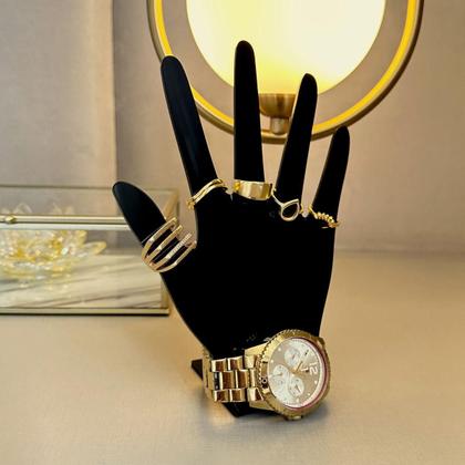 Imagem de Kit expositores displays mostruários de colares, brincos, anéis e pulseiras de acrílico Preto com 6 unidades