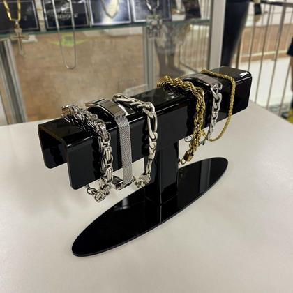 Imagem de Kit expositores displays mostruários de colares, brincos, anéis e pulseiras de acrílico Preto com 6 unidades