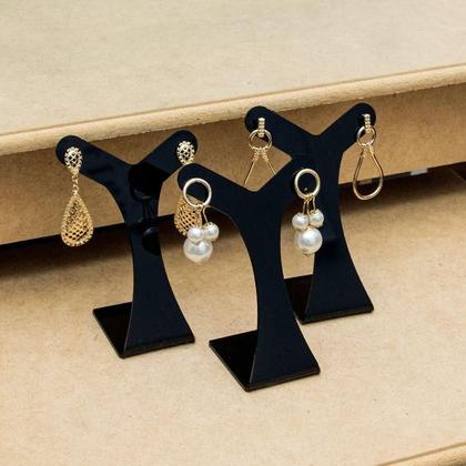 Imagem de Kit expositores displays mostruários de colares, brincos, anéis e pulseiras de acrílico Preto com 6 unidades