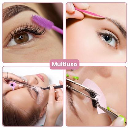 Imagem de Kit Extensão De Cílios 50 Escovinha 100 Anel 100 Microbrush 4 Fitas