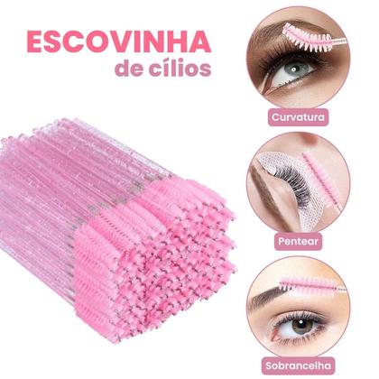 Imagem de Kit Extensão De Cílios Anel De Cola Escovinha Microbrush Fita Micropore