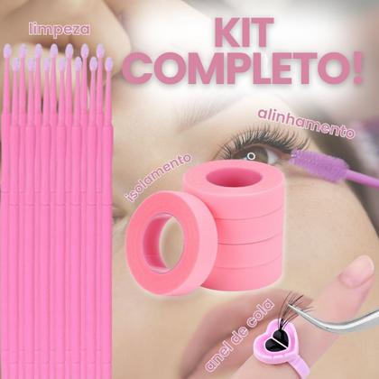 Imagem de Kit Extensão De Cílios Anel De Cola Escovinha Microbrush Fita Micropore