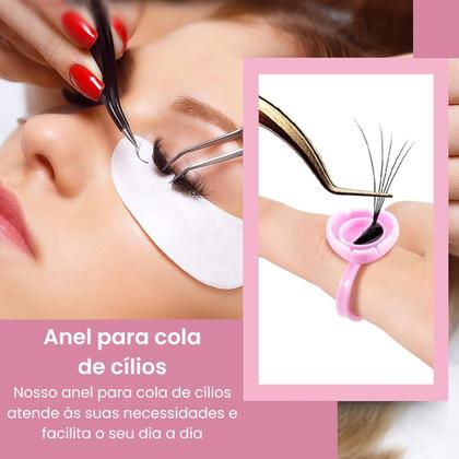 Imagem de Kit Extensão De Cílios Anel De Cola Escovinha Microbrush Fita Micropore