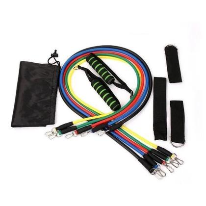 Imagem de Kit Extensor 5 Elasticos 11 Peças Exercicio Academia Casa