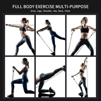 Imagem de Kit Extensor Elástico 11 Peças Exercício Fitness Pilates