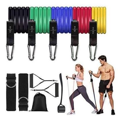 Imagem de Kit Extensor Elástico 11 Peças Exercício Fitness Pilates