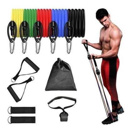 Imagem de Kit Extensor Elástico 11 Peças Exercício Fitness Pilates