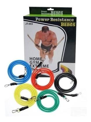 Imagem de Kit Extensor Elástico 11 Peças Exercício Fitness Pilates