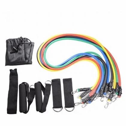 Imagem de Kit Extensor Elástico 11 Peças Exercício Fitness Pilates