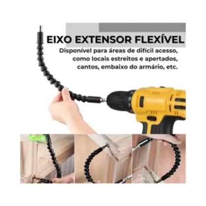 Imagem de Kit Extensor Flexível 21 Peças Eixo Bits Soquetes Universal Cabo Prolongador Para Parafusadeira