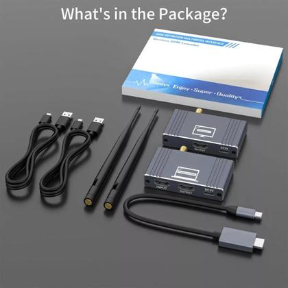 Imagem de Kit Extensor Hdmi Sem Fio 200m Full Hd 1080p Tx Rx Para Tv Cinza