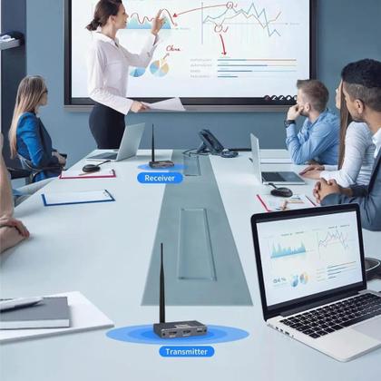 Imagem de Kit Extensor Hdmi Sem Fio 200m Full Hd 1080p Tx Rx Para Tv Cinza