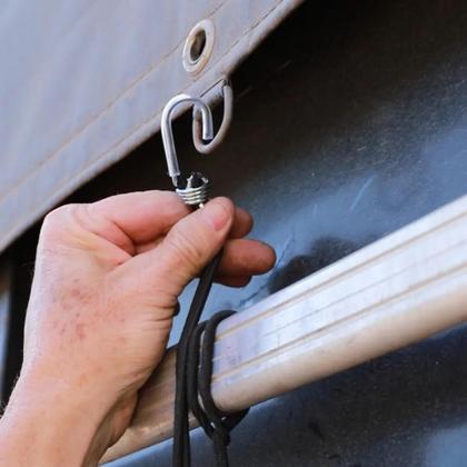 Imagem de Kit Extensor Lona Elástico 50 Uni Corda Fixador Gancho 35cm Preto