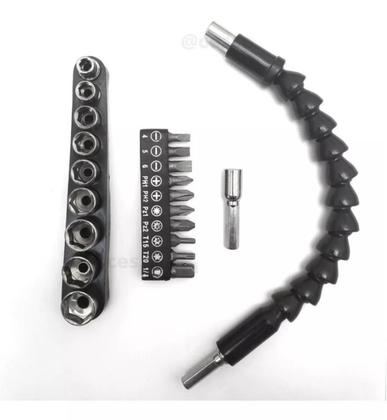 Imagem de Kit Extensor Prolongador Flexivel Parafusadeira Universal