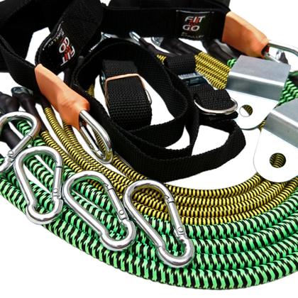 Imagem de Kit Extensores Elásticos Exercícios Ginastica Fittogo Cord 60kg elástico revestido
