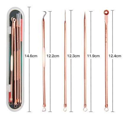 Imagem de Kit Extrator de Cravos e Espinhas em Aço Inox Profissional Limpeza de Pele