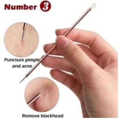 Imagem de Kit Extrator de Cravos e Espinhas em Aço Inox Profissional Limpeza de Pele