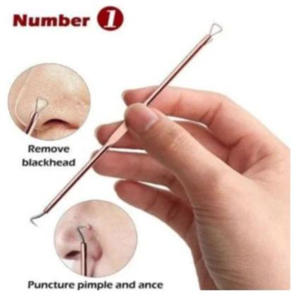 Imagem de Kit Extrator de Cravos e Espinhas em Aço Inox Profissional Limpeza de Pele