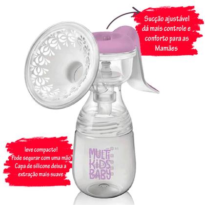 Imagem de Kit Extrator de Leite Manual Multikids + 5 Potes de Vidro para Leite Materno 200ml