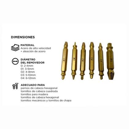 Imagem de Kit Extrator De Parafusos 6 Em 1 Alta Precisão