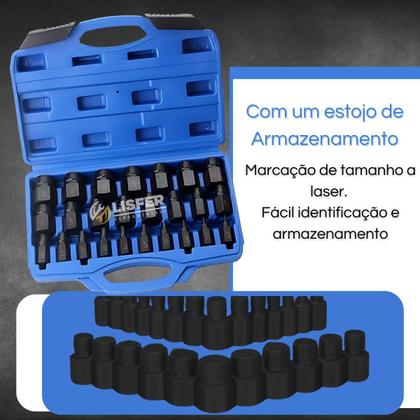 Imagem de Kit Extrator Para Parafusos Danificados Com 25 Peças Lisfer