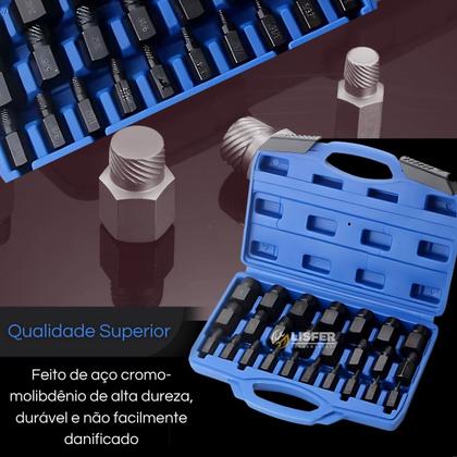 Imagem de Kit Extrator Para Parafusos Danificados Com 25 Peças Lisfer