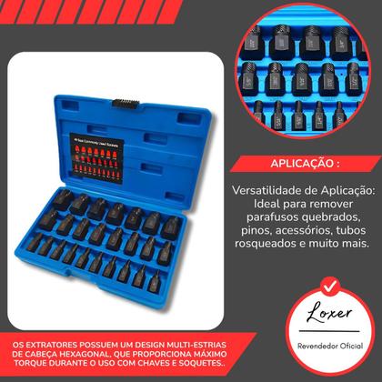 Imagem de Kit Extrator Para Parafusos Danificados Com 25 Peças - Loxer