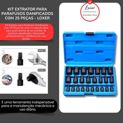 Imagem de Kit Extrator Para Parafusos Danificados Com 25 Peças - Loxer