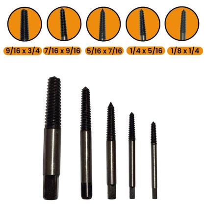 Imagem de Kit Extrator Saca Parafuso 5 Pçs Rosca Para Esquerda - BestFer