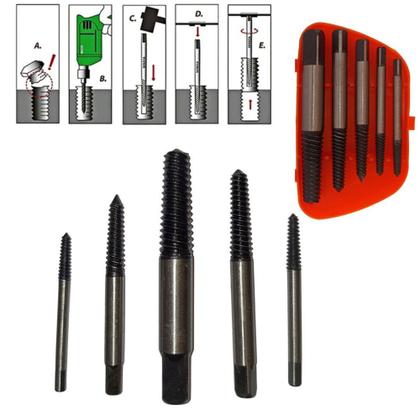 Imagem de Kit Extrator Saca Parafuso 5 Pçs Rosca Para Esquerda - BestFer