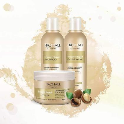 Imagem de Kit Extreme Repair Shampoo 300ml + Condicionador 300ml + Máscara 300g - Prohall Código ea18kac4ddProhall