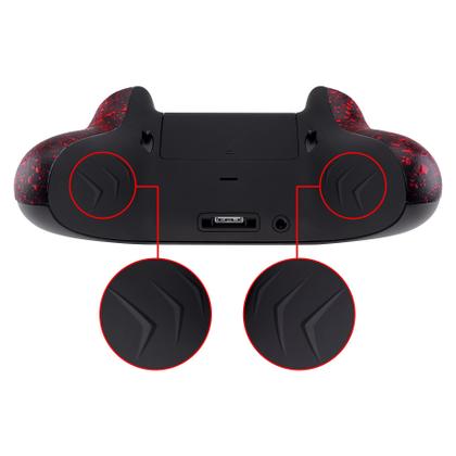Imagem de Kit ExtremeRate FlashShot Trigger Stop Bottom Shell para controles Xbox One S e One X, capa traseira redesenhada, alças vermelhas texturizadas e gatilho de cabelo para controlador Xbox One S X modelo 1708