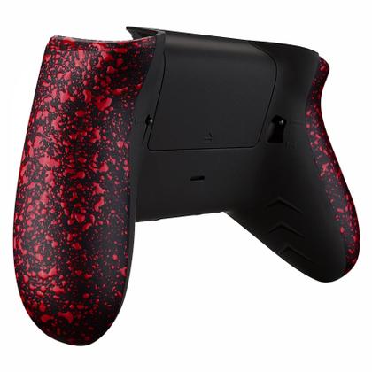 Imagem de Kit ExtremeRate FlashShot Trigger Stop Bottom Shell para controles Xbox One S e One X, capa traseira redesenhada, alças vermelhas texturizadas e gatilho de cabelo para controlador Xbox One S X modelo 1708