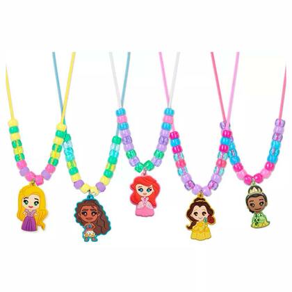 Imagem de Kit Faca Colar Com Pingente Princesas Disney Estojo De Lata