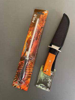 Imagem de Kit Faca Esportiva Camping E Chaira Amolador Afiador