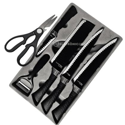 Imagem de Kit Facas Chef 6 Peças Cozinha Aço Inox Profissional Alta Qualidade LKCF12