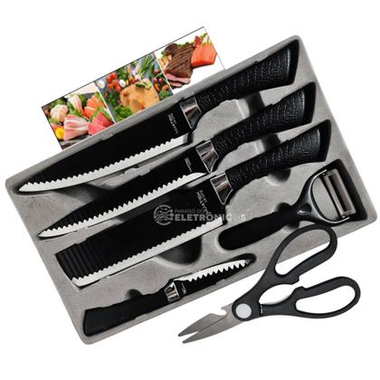 Imagem de Kit Facas Chef 6 Peças Cozinha Aço Inox Profissional Alta Qualidade LKCF12