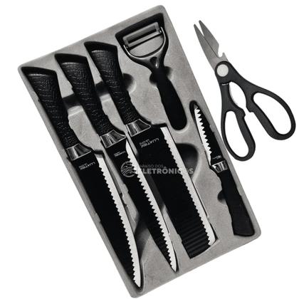Imagem de Kit Facas Chef 6 Peças Cozinha Aço Inox Profissional Alta Qualidade LKCF12