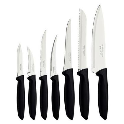 Imagem de Kit Facas Tramontina Plenus 7 Peças Cozinha Aço Inox Cabo Preto