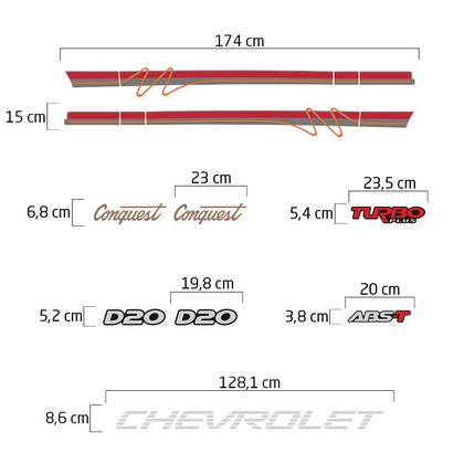 Imagem de Kit Faixa D20 Conquest 1996 Cab. Simples + Adesivo Chevrolet