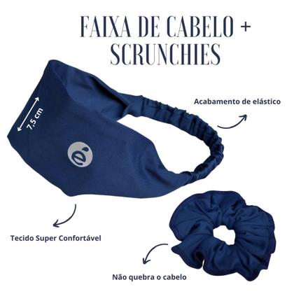 Imagem de kit Faixa de cabeça + Scrunchie Academia Anti Suor Faixa de Cabelo para atividades fitness UV50+