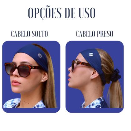 Imagem de kit Faixa de cabeça + Scrunchie Academia Anti Suor Faixa de Cabelo para atividades fitness UV50+
