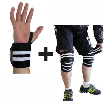 Imagem de Kit Faixa De Joelho + Munhequeira Profissional Funcional