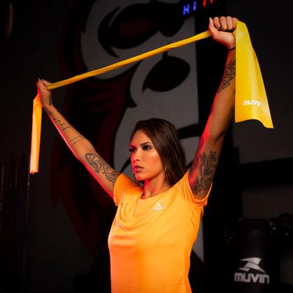 Imagem de Kit Faixa Elástica com 3 Tensões Muvin  150cm x 15cm + Kit Mini Band  3 Tensões - 27,5cm x 5cm