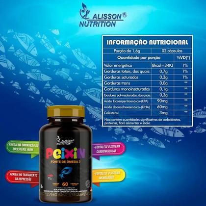 Imagem de Kit Familia Omega-3 Essence Omega 3 6 9 Femme Peixin Kids 3x60 Cápsulas softgels Alisson Nutrition