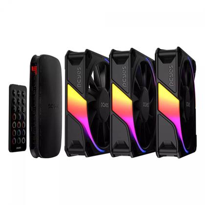 Imagem de Kit fan com 3 unidades pcyes sangue frio 3 argb black vulcan, 120mm, com controladora, k3argbhbvbr