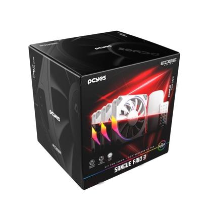 Imagem de Kit Fan Com 3 Unidades PCYES Sangue Frio 3 ARGB Black Vulcan