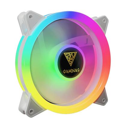 Imagem de Kit Fan com 4 Unidades Gamdias Aeolus, ARGB, White, 120mm, com Controlador, AEOLUS M2-1204R-WH